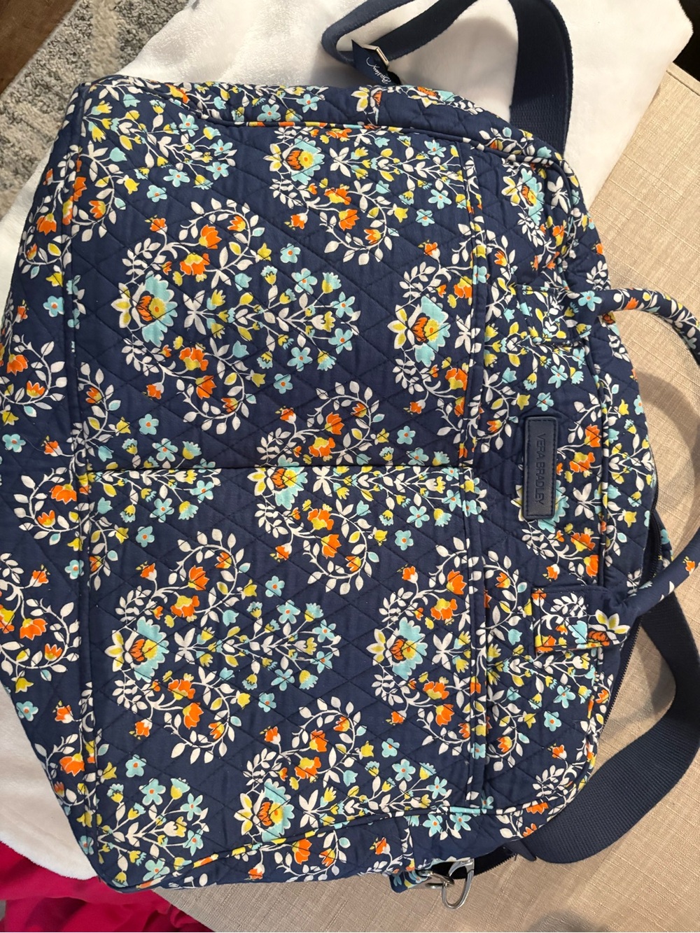 Vera Bradley Navy Floral Quilted Backpack